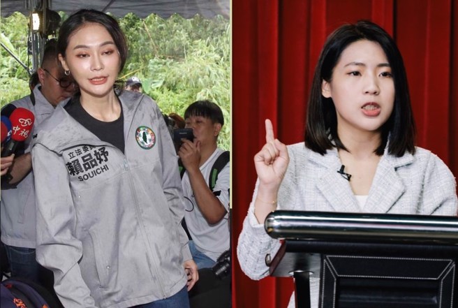 徐巧芯(右)质疑，赖品妤(左)反服贸出名，但其父赖劲麟发起的协会却赚大陆钱。（合成图／王扬杰摄、资料照）
