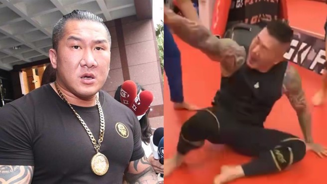 民进党立委赖品妤24日出席医药记者会，会后遭《中天》记者追问父亲赖劲麟相关问题时不慎摔倒，却反控《中天》记者推她。而知名网红「馆长」陈之汉24日就在脸书上也释出一段影片，画面似乎暗讽赖品妤不慎摔倒的样子，直呼「你为什么要推我？！」（中时资料照及飙捍脸书合成）