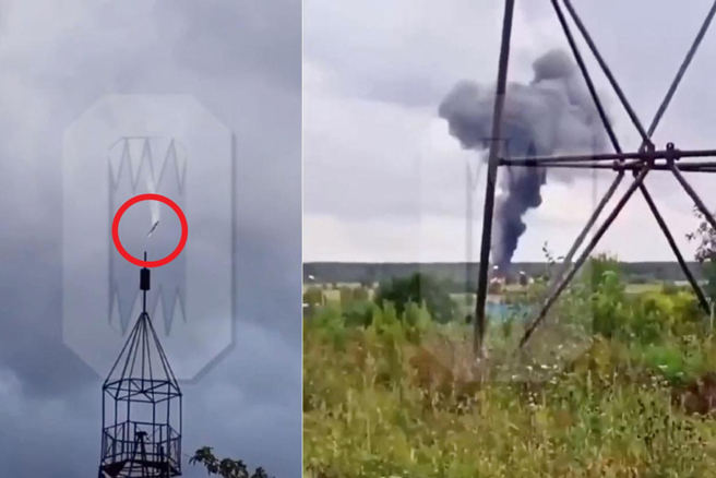 俄罗斯佣兵组织「瓦格纳集团」首脑普里格津搭乘的私人飞机坠毁，飞机失事目击影片也随即曝光。（路透社）