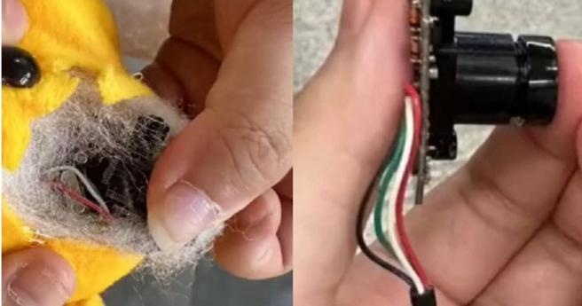 有民眾表示，路边免费发放的娃娃，鼻子竟是镜头做的。（图／星视频微博）