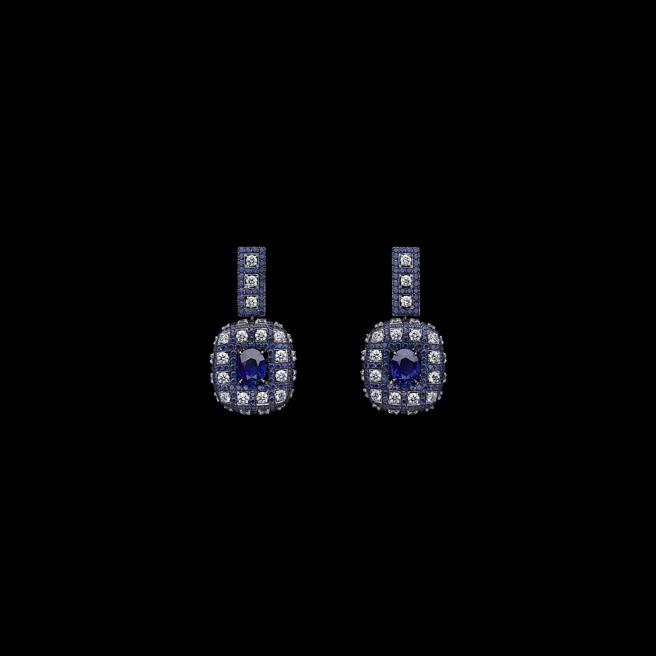 DIOR PRINT蓝宝石钻石耳环，1500万元。（DIOR提供