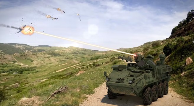 美国陆军假想雷射武装加装在史崔克装甲车上。(图/美国陆军)