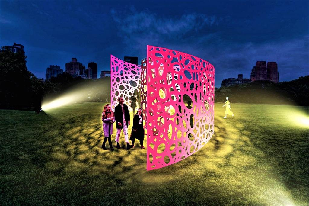 嘉義市「2023光織影舞」光影藝術展將在中秋節登場，今年全展區大膽運用粉紅色系，大走芭比風。（嘉義市政府提供∕呂妍庭嘉義傳真）