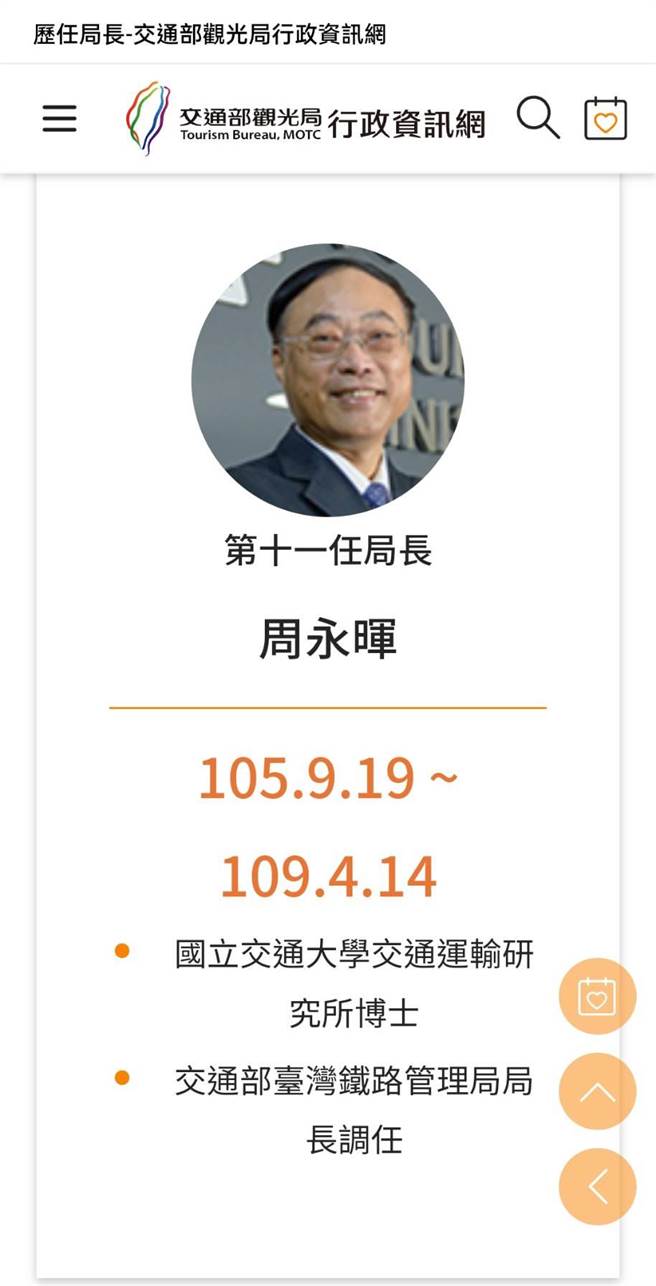 前观光局长周永晖(摘自观光局官网)