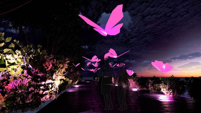 嘉義市「2023光織影舞」光影藝術展將在中秋節登場，今年全展區大膽運用粉紅色系，大走芭比風。（嘉義市政府提供∕呂妍庭嘉義傳真）