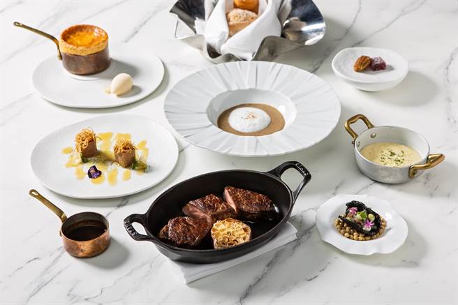 A CUT搬新家将满周年，首推平日午间商业套餐，含前菜与饮品共8款餐食，每位2200元加1成。(台北国宾大饭店提供)