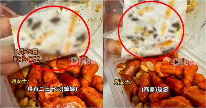 劉女發現蟑螂全都卡在縫縫裡，推測是鑽進去的。（圖／翻攝自微博 沸點視頻）