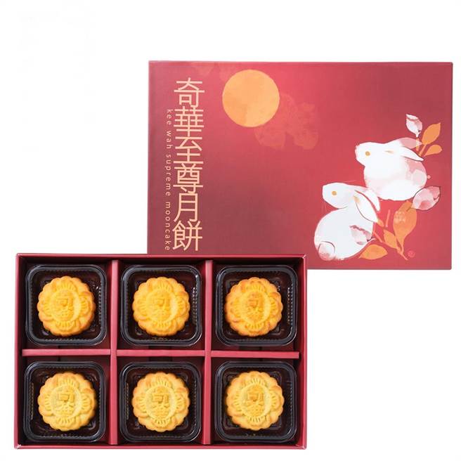 來自香港的「奇華熊貓至尊月餅」內含招牌松仁蓮蓉月餅等，899元。（OKmart提供／朱世凱台北傳真）