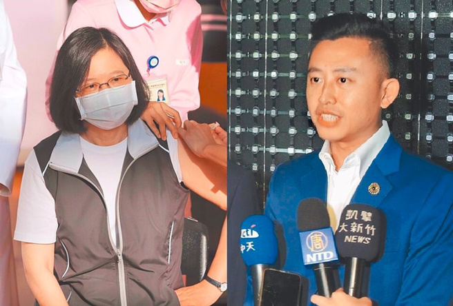 总统蔡英文(左)曾施打高端，但高端效力仍受质疑，如今技转，被揶揄如林智坚(右)开放论文版权。（合成图／资料照）