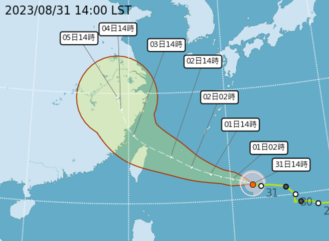 气象局公布海葵颱风的最新预测路径，有专家指出，海葵已成广义的「西北颱」。（图／气象局）
