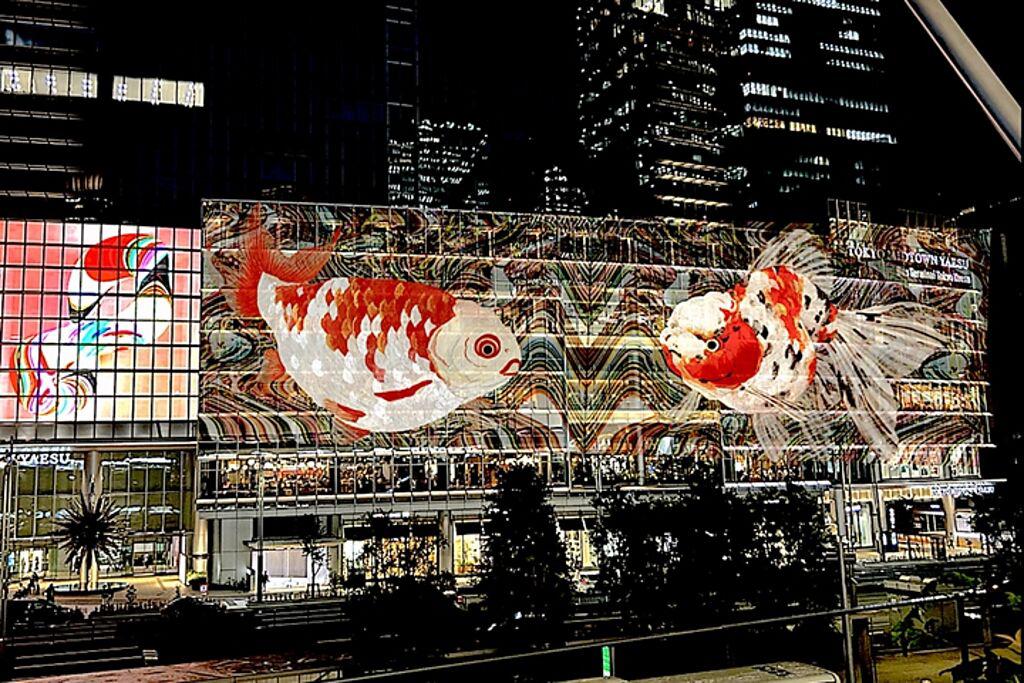 點燈活動「數位掛軸 八重洲夏金魚」。（示意圖）　圖：TOKYO STATION CITY 營運協議會／來源