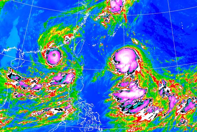 海葵路徑再南修，預估路徑將從宜蘭登陸，全台天氣都會受影響。（中央氣象局提供）