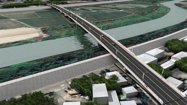 崙子大桥未来完工示意图。（云林县府提供）