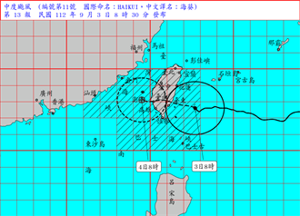 海葵颱風估今傍晚台東登陸  花蓮山區今慎防超大豪雨