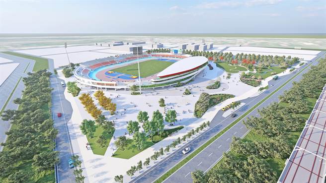 2025年全运会主场馆「虎尾高铁运动园区」完工示意图。（云林县府提供）