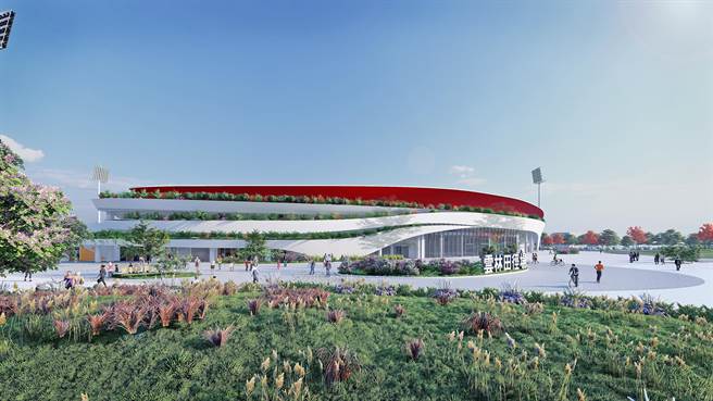 2025年全运会主场馆「虎尾高铁运动园区」完工示意图。（云林县府提供）