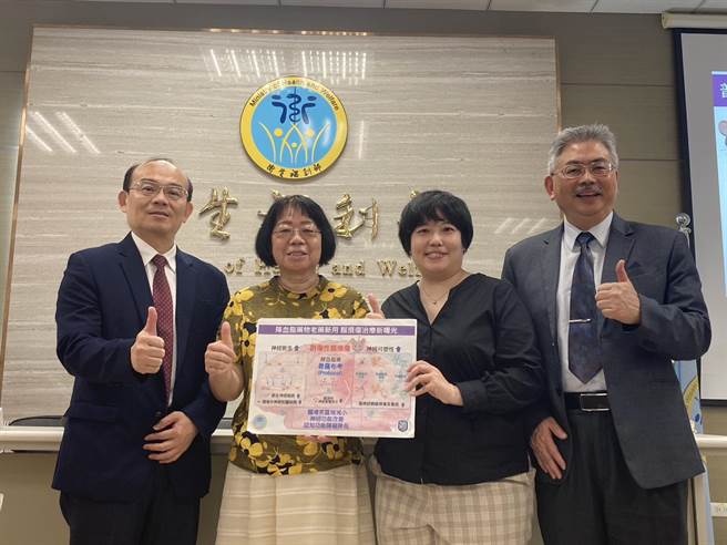 国卫院细研所刘俊扬所长、林秀芳研究员、陈倩玫博士后研究员、陈为坚副院长。（国卫院提供／林周义台北传真）