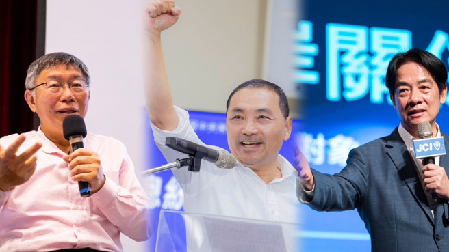 各阵营总统参选人争出头，左起为民眾党柯文哲、国民党侯友宜、民进党赖清德。（合成图／取自脸书、资料照）