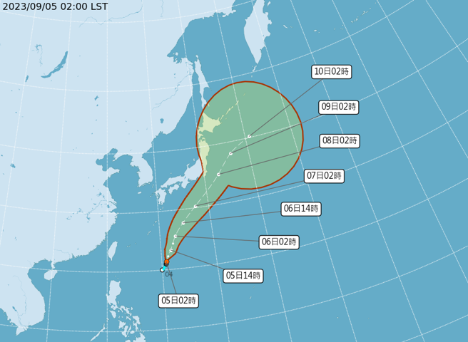 第13号颱风鸳鸯预估今天生成，将朝东北方快速前进，对台湾没有影响。（中央气象局提供）
