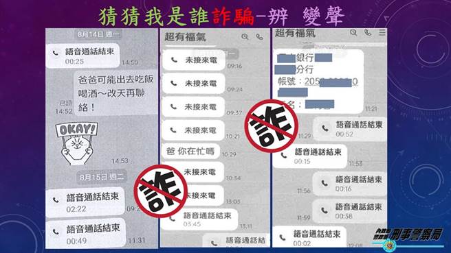 刑事局提醒不要因声音、影像相似，就轻易相信对方是熟人。（翻摄照片／林郁平台北传真）