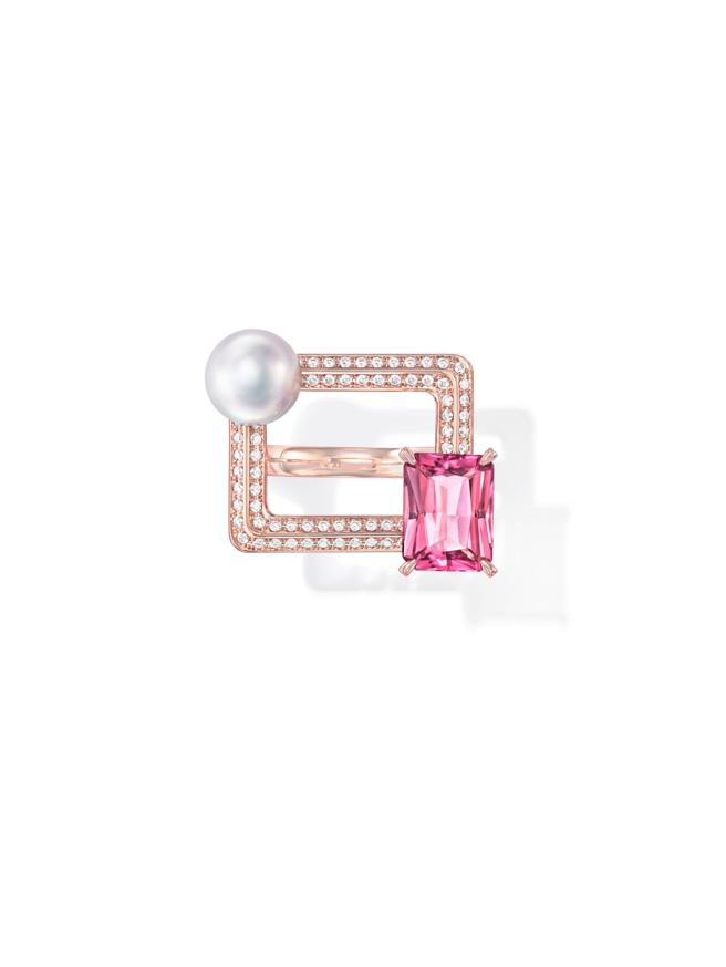 TASAKI Atelier以养殖珍珠的网笼为灵感打造的Linkage戒指，45万1000元。（TASAKI提供