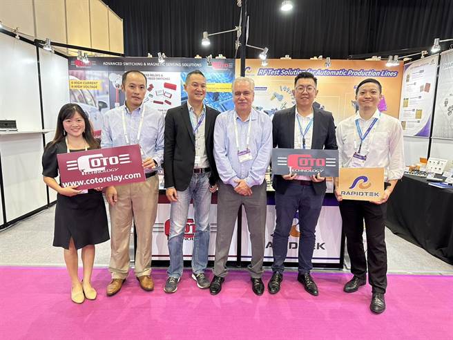 左起镭洋科技业务经理李孟慈、Coto Technology 亚太区事业发展经理刘家骏、镭洋科技策划长蔡元哲、Coto Technology全球业务暨行销副总经理Bernd Helbig、镭洋科技第一事业处处长彭俊凯、镭洋科技产品开发经理黄柏杰。(业者提供)