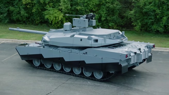 去年通用陸上系統提出的艾布蘭X概念車，採用油電混合動力，外型與現有的M1坦克出現明顯的不同，可能會應用到M1E3升級專案上。(圖/GDLS)
