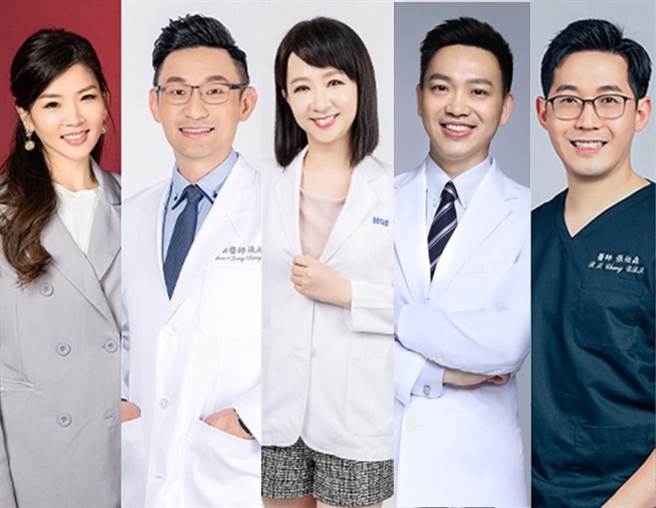 张伯森（右起）、潘明德、刘怡里、张振榕和莘妮是艾迪昇旗下医疗系职人。（艾迪昇传播提供）