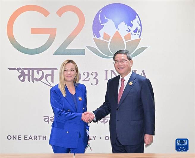 李强会见义大利总理梅洛尼盼加强对话合作。（新华社）