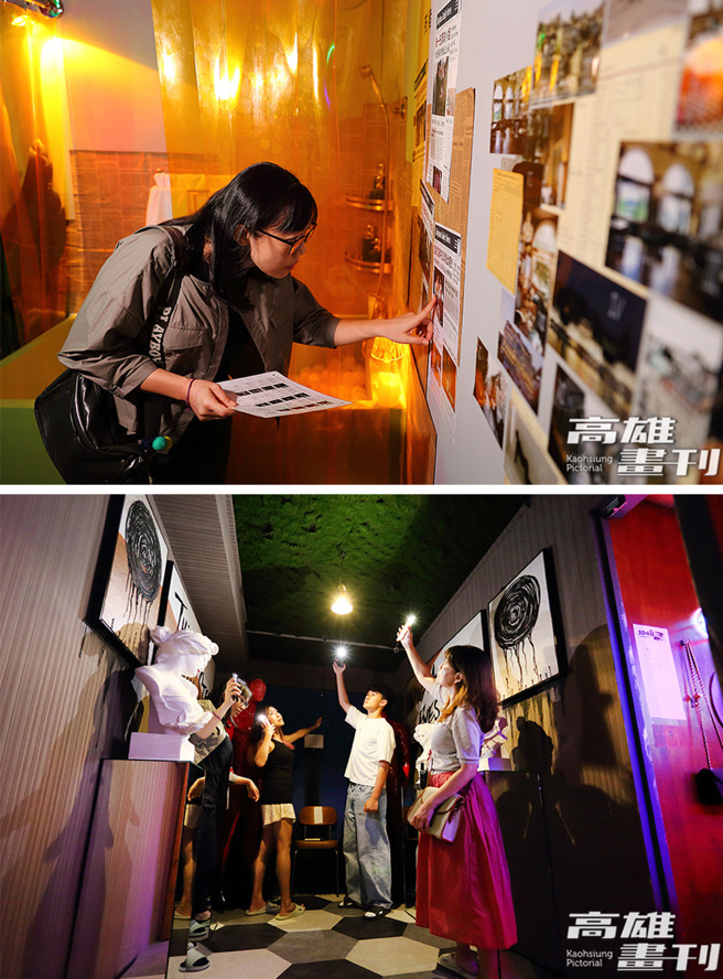 在狭小的密室中团队合作寻找线索，解开连续杀人魔的秘密。(摄影/Carter)
