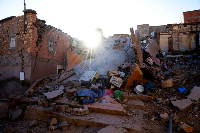 摩洛哥南部强震重创山村穆莱卜拉欣（Moulay Brahim）。（图／路透社）