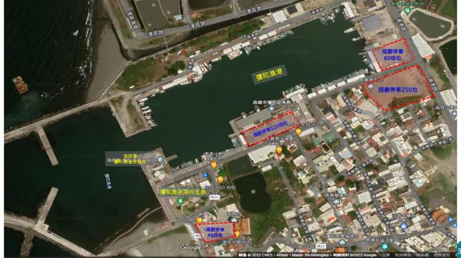 弥陀渔港停车假日格位规画示意图。（图／高雄市海洋局）