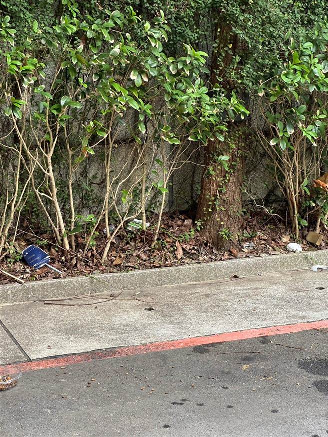 台北市大安區基隆路3段台電變電所旁的綠帶，常被民眾丟棄垃圾。環保局已於7日寄出環境限期改善通知單，命台電接到通知7日內改善。（台北市議員耿葳提供／劉彥宜台北傳真）