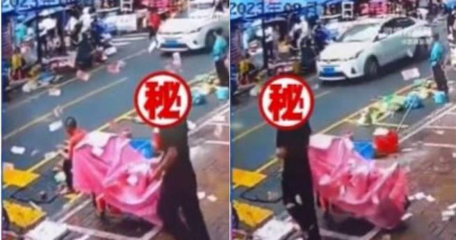 大陆一名男子与女友分手后在街上撒钱。（图／翻摄自微博／荔枝视频、都市快报）