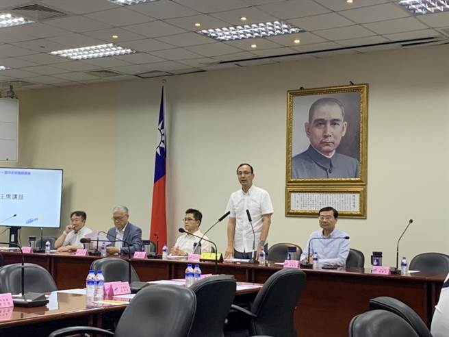 國民黨主席朱立倫今在中常會上發表談話。（張薷攝）