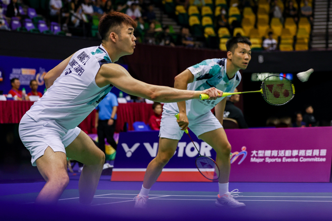 李洋（右）、王齐麟（左）在香港羽球公开赛无缘争冠。（资料照／Badminton Photo提供）