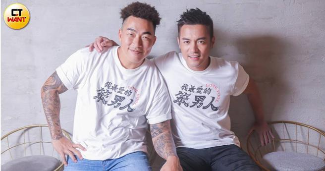 郭泓志（左）、范逸臣在台片《我最爱的笨男人》中饰演义气兄弟檔。（图／赵文彬摄）