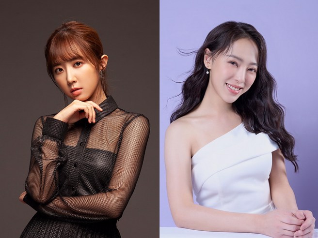 洪诗(左)、勇兔将担任台中太阳啦啦队甄选评审。(台中太阳提供)