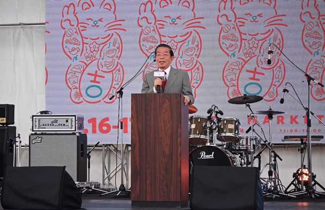 驻日代表谢长廷出席文化总会举办的Taiwan Plus活动。（取自谢长廷脸书）