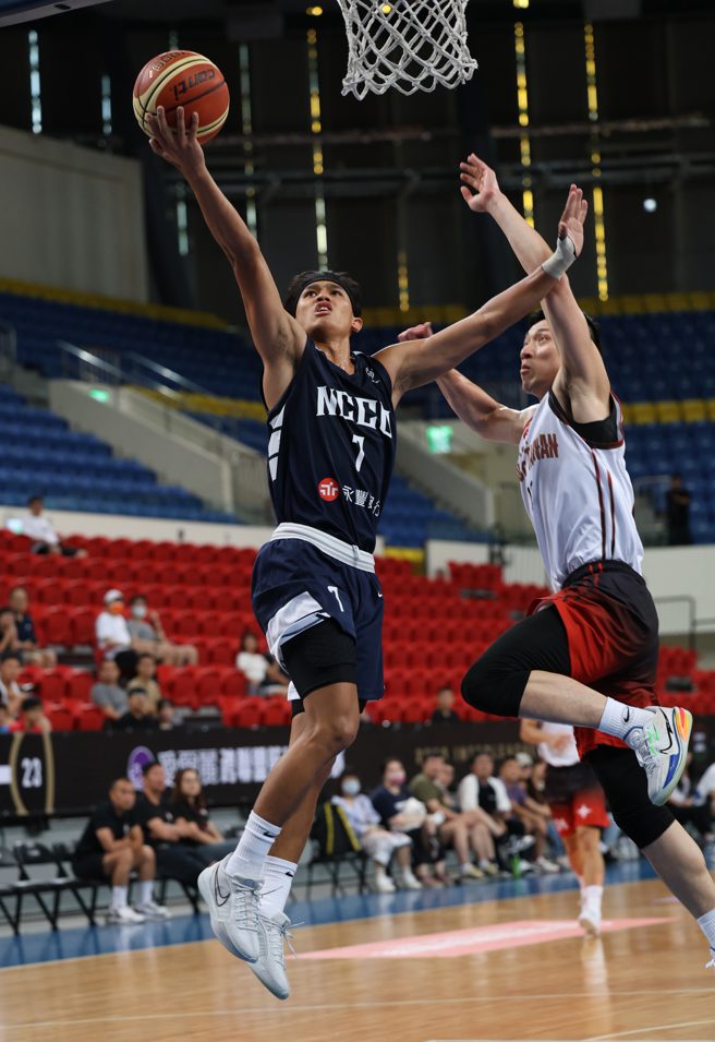 游艾喆（左）缴出20分、9助攻、8篮板、5抄截全面数据。（中华篮协提供）