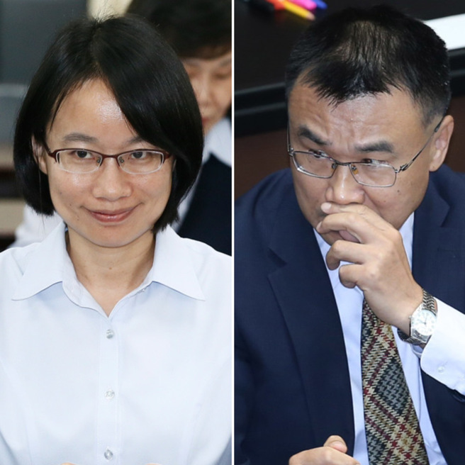 民进党彰化县第3选区立委提名人吴音寧（左）喊话农业部长陈吉仲（右）「不能向谎言低头」。（合成图／中时资料照）