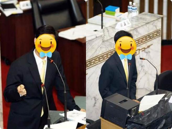 陈其迈23年前时任代理市长在旧议会备询的嫩照，也在记者会上意外曝光。（高市府提供）