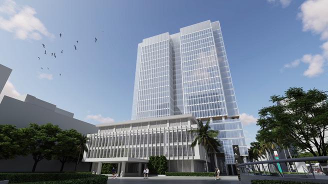 金融新创大楼将延续原有议会空间意象及重要建筑语汇，打造共融空间与民主议事馆共构，开放市民共享。（图／高雄市政府）