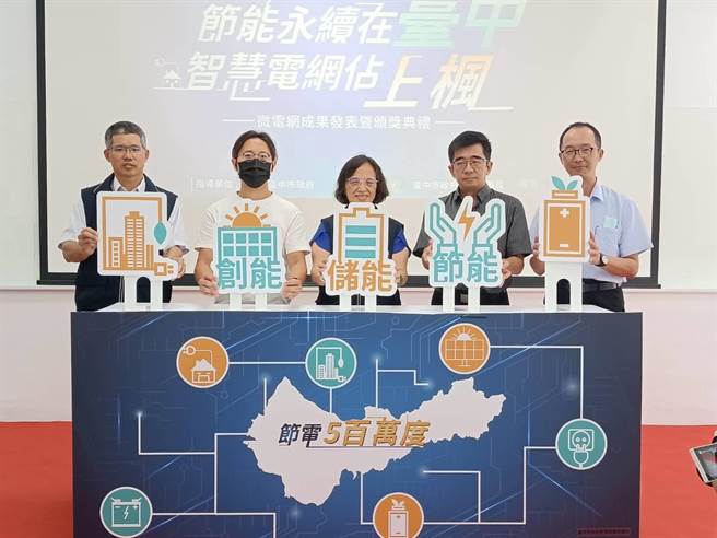 台中市致力推動淨零轉型，選定大雅上楓圖書館為示範場域，打造兼具「節能、儲能、創能」智慧節能圖書館，19日舉行啟動儀式。（陳淑娥攝）