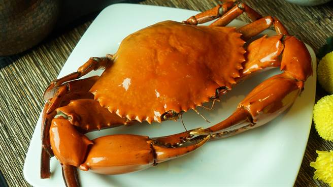 「金秋之宴-鮮享秋蟹」精選產地直送、鮮嫩肥美的大沙公入菜，圖為1.2公斤重量級的「極品大沙公」。(北投大地酒店提供)