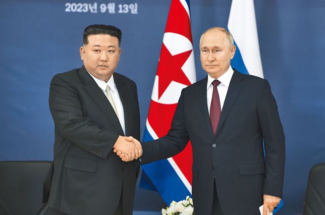 俄罗斯总统普丁与北韩领导人金正恩。（美联社）
