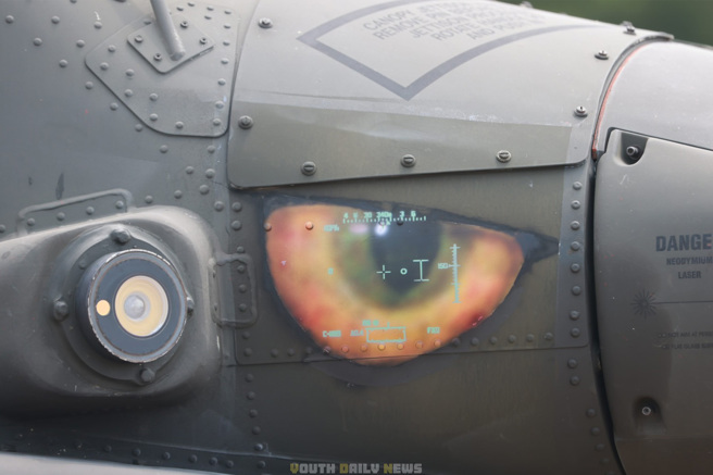 鲨鱼「右眼」所代表的抬头显示器（HUD）投影在战斗机飞行员所配戴头盔上的资讯。(青年日报提供)