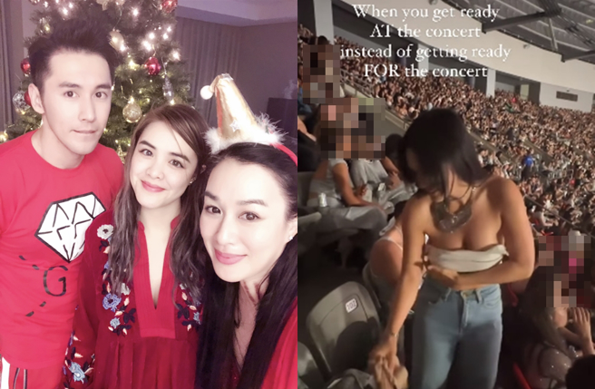 锺丽缇女儿张敏钧晒出看演唱会换衣服的影片。（图／翻摄自Yasmine张敏钧微博；翻摄自yasmineross_ IG）