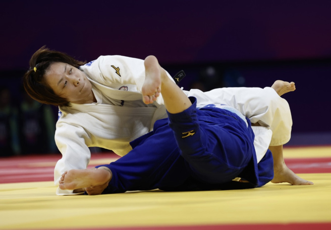 柔道女王连珍羚连过两关，顺利闯进四强。(中华奥会提供／黄邱伦传真)