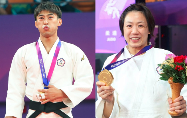 沈政男嘆台湾体育靠偶尔迸出的运动天才在拿奖牌。图为本届柔道双金杨勇纬、连珍羚。（合成图／郑任南、毛琬婷摄）